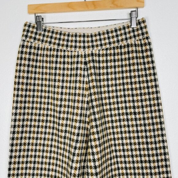 Marled Size Large Yellow and Green Houndstooth Plaid Knit Wide Leg Pant - Picture 4 of 7